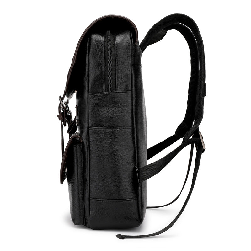 Sarah Express Waterproof PU Leather Student Laptop Backpack