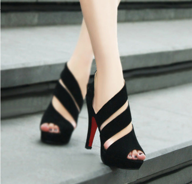 Sarah Express Open-Toe Suede Platform High Heel Sandals