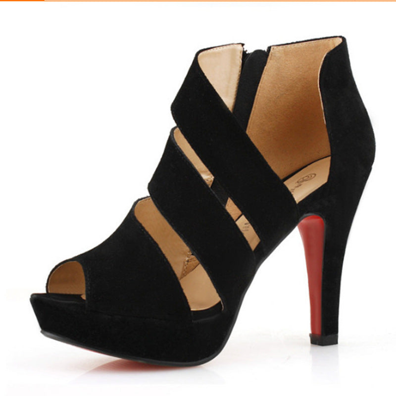 Sarah Express Open-Toe Suede Platform High Heel Sandals