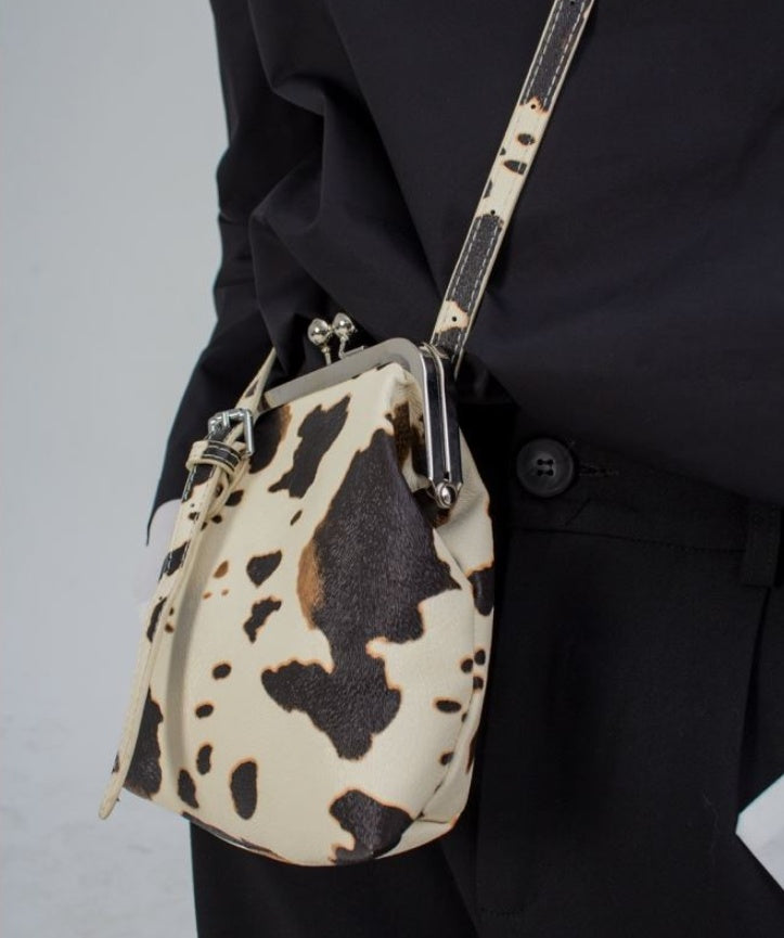 Sarah Express Cow Print Clip Top Messenger Bag