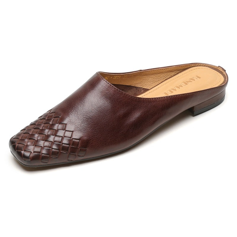 Sarah Express Handmade Vintage Flat Leather Slip-On Sandals
