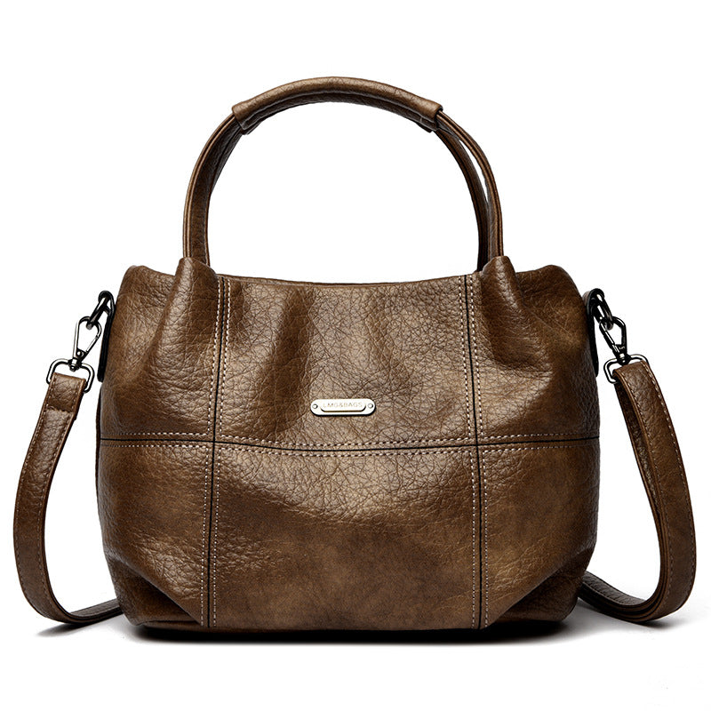 Sarah Express Soft PU Leather Bucket Crossbody Bag