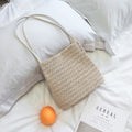 Sarah Express Woven Straw Shoulder Tote Bag Light Beige