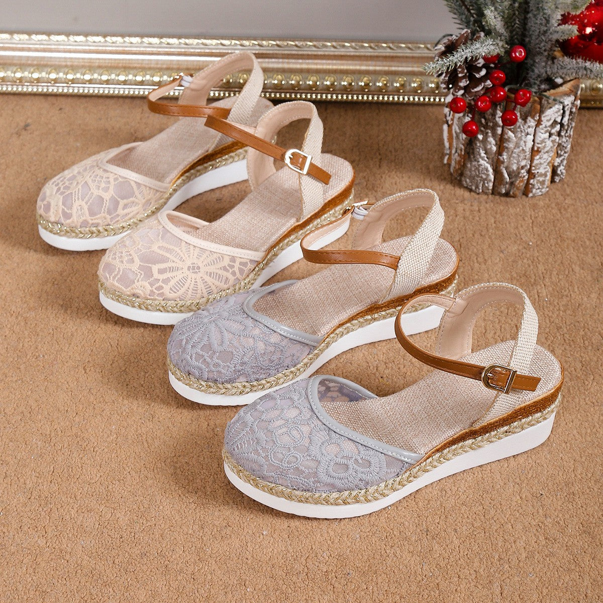 Sarah Express Mesh Embroidered High-Heel Sandals