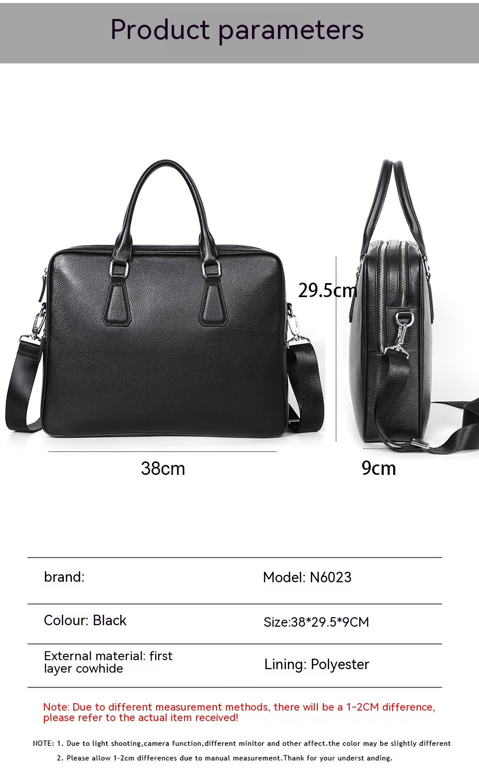 Sarah Express Professional Leather Business Commute Briefcase