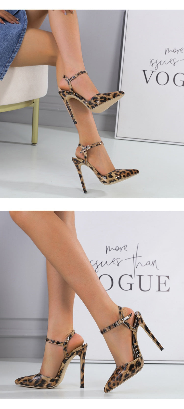 Sarah Express Leopard Print Pointed Toe Stiletto Heels