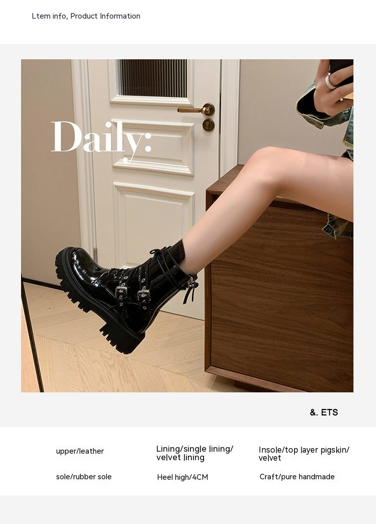 Sarah Express French Style Buckle Platform Motorcycle Boots
