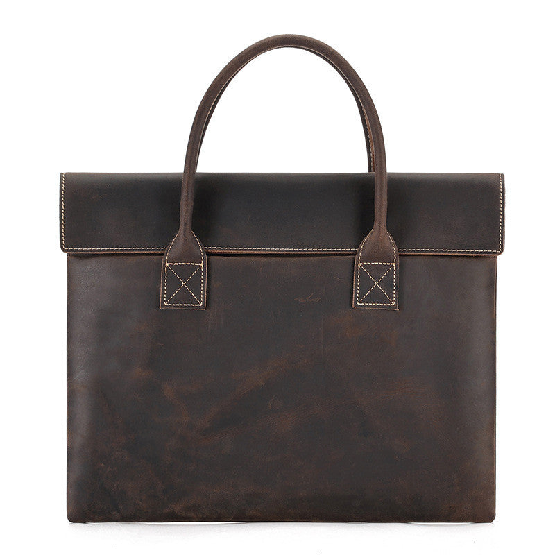 Sarah Express Crazy Horse Leather Slim Laptop Handbag