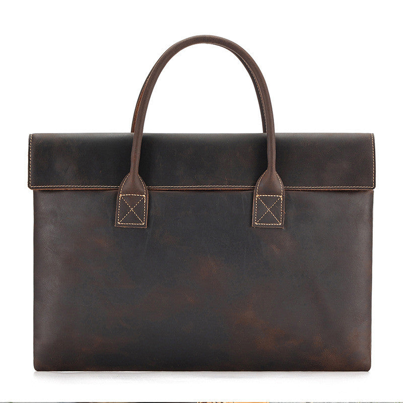 Sarah Express Crazy Horse Leather Slim Laptop Handbag