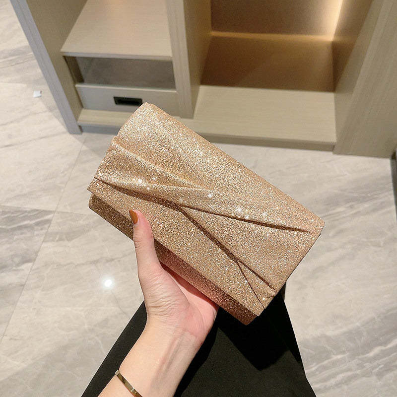 Sarah Express Gold Shimmer Envelope Clutch Crossbody Bag