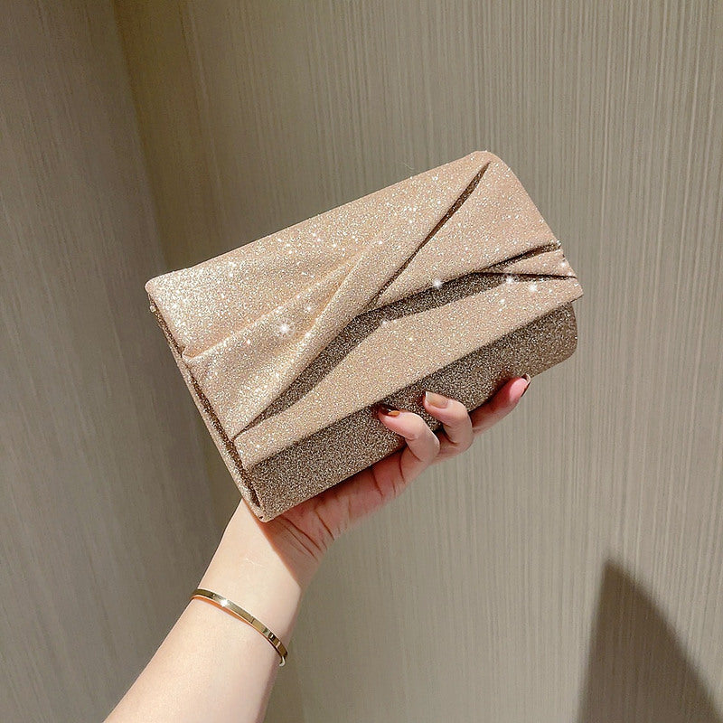 Sarah Express Gold Shimmer Envelope Clutch Crossbody Bag