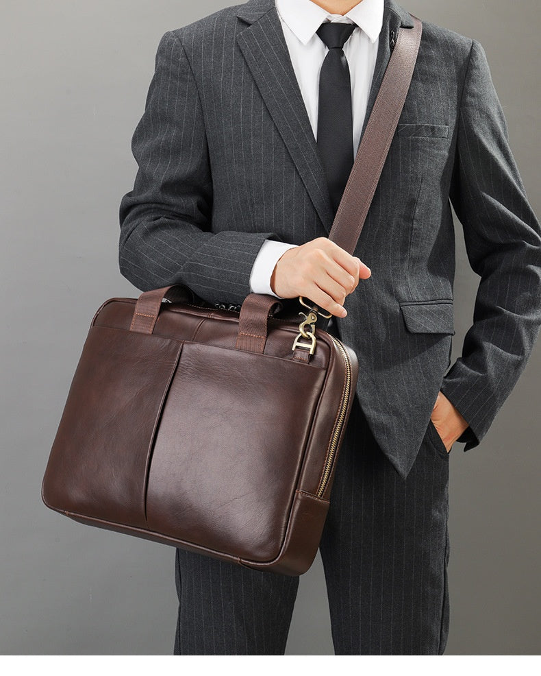 Sarah Express Genuine Leather Business Commute Briefcase