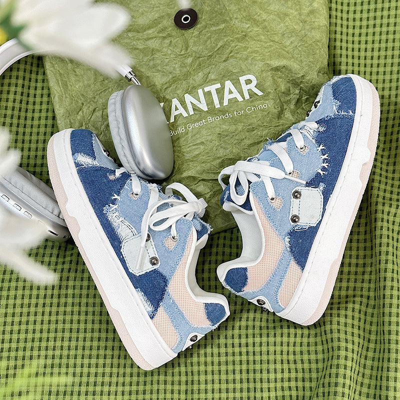 Sarah Express Denim Canvas Patchwork Casual Sneakers