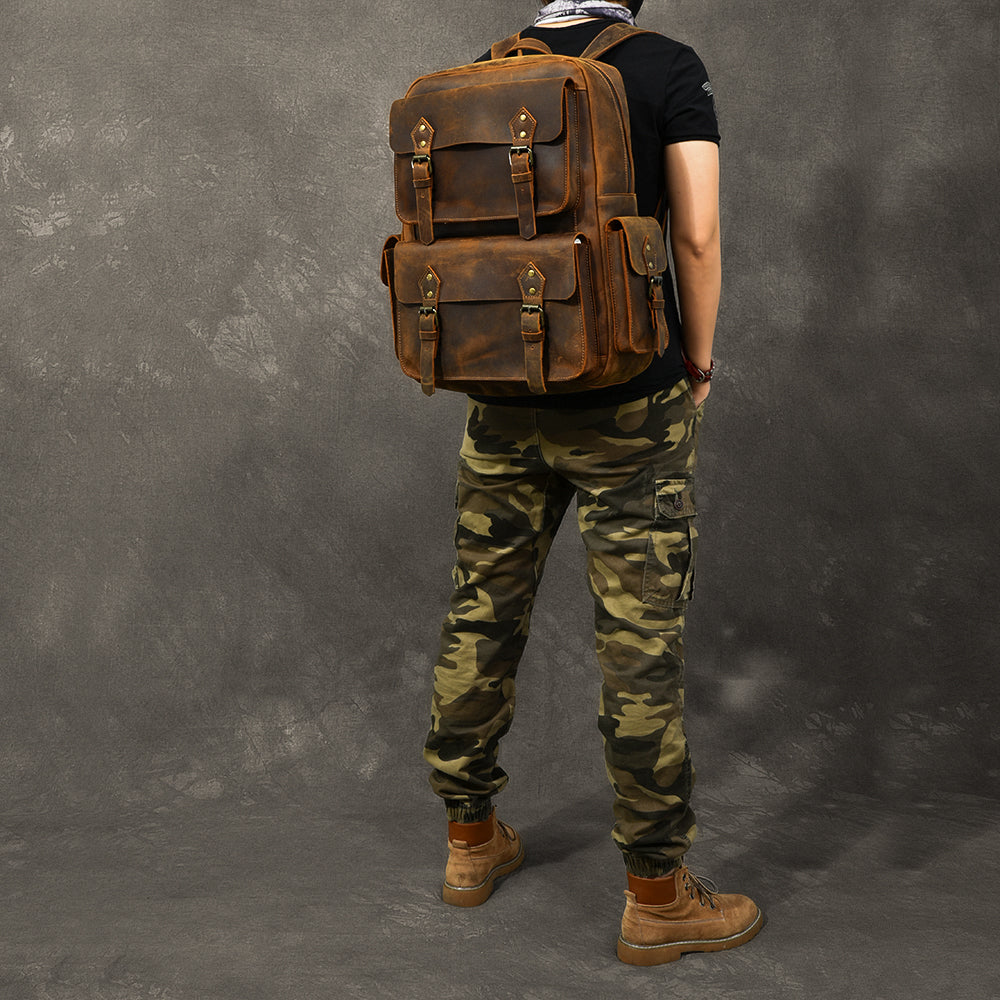 Sarah Express Vintage Crazy Horse Leather Backpack