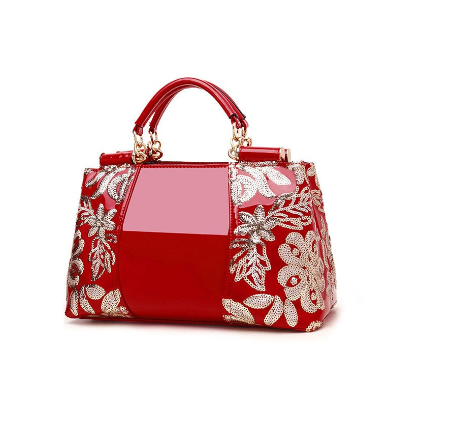 Sarah Express Floral Sequin Structured Shoulder Handbag
