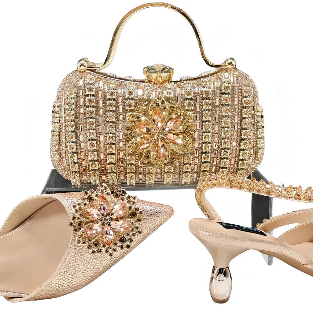 Sarah Express Rhinestone Embellished Clutch and Heel Set