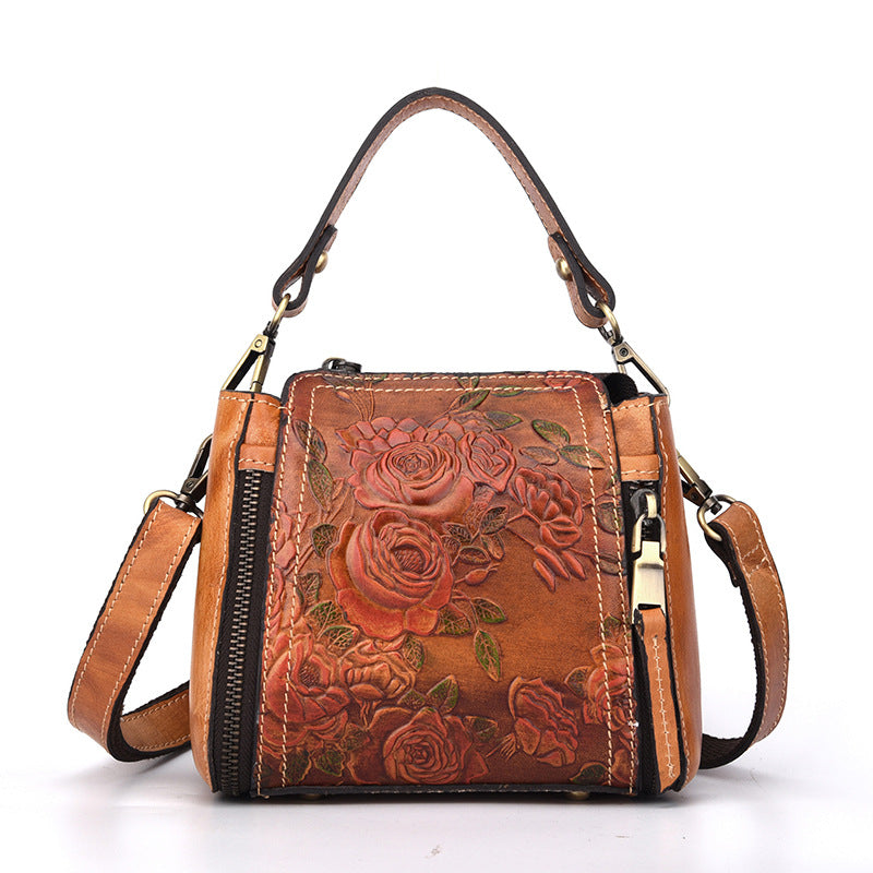 Sarah Express Embossed Floral Small Bucket Handbag