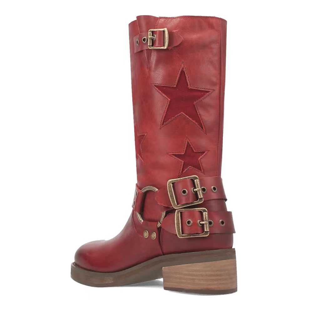 Sarah Express Women's Stitched Belt Buckle Ankle Boots