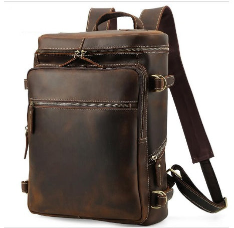 Sarah Express Structured Brown Leather Commuter Backpack Brown