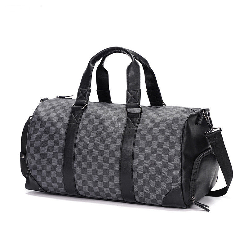 Sarah Express Checkered Pattern Travel Duffle Bag Black