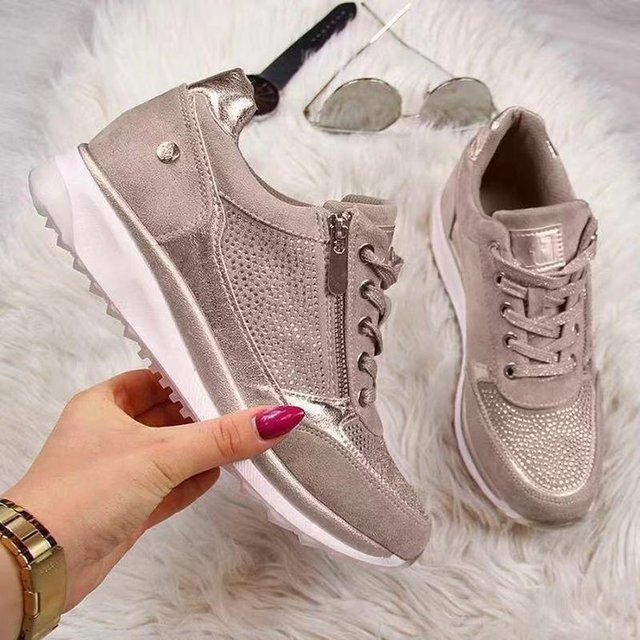 Sarah Express Women's Rhinestone Embellished Casual Platform Sneakers
