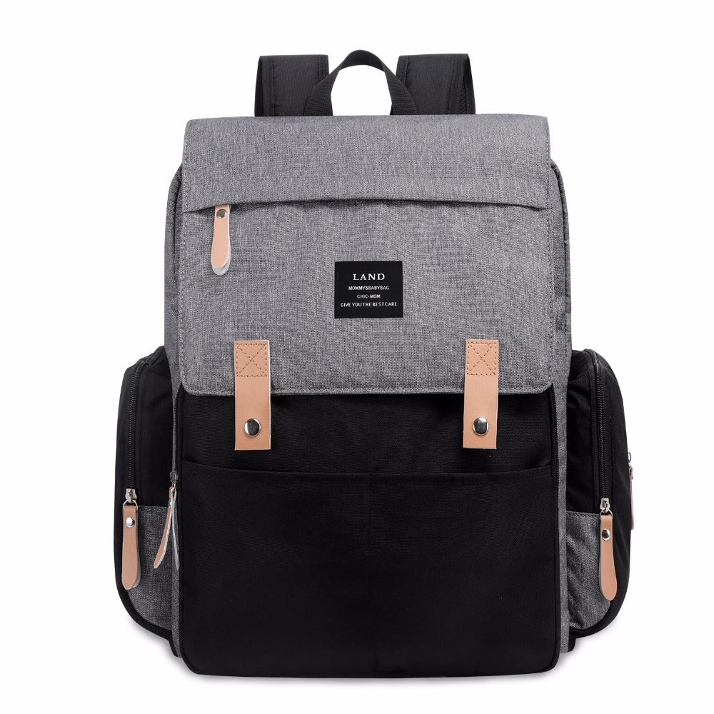 Sarah Express Large Capacity Oxford Travel Diaper Backpack Grey