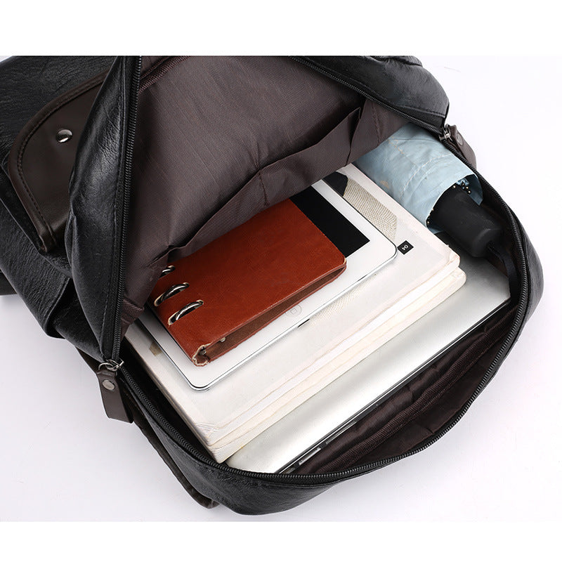 Sarah Express Waterproof PU Leather Student Laptop Backpack