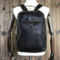 Sarah Express Retro Leather Men's Daily Backpack Dark Brown