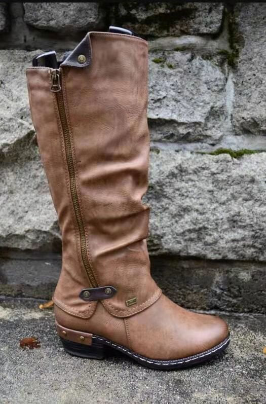 Sarah Express Women's Round Toe Side Zipper Boots