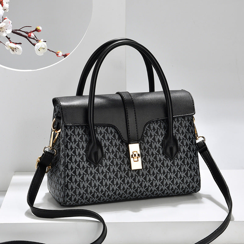 Sarah Express Textured Retro Print Crossbody Bag Black
