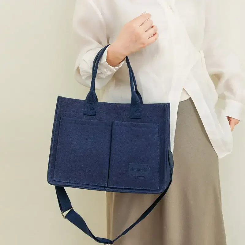 Sarah Express Canvas Multi-Pocket Tote and Crossbody Bag