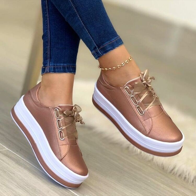 Sarah Express Ribbon Lace-Up Platform Sneakers