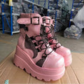 Sarah Express Platform Gothic Mid-Calf Lace-Up Boots Pink 41