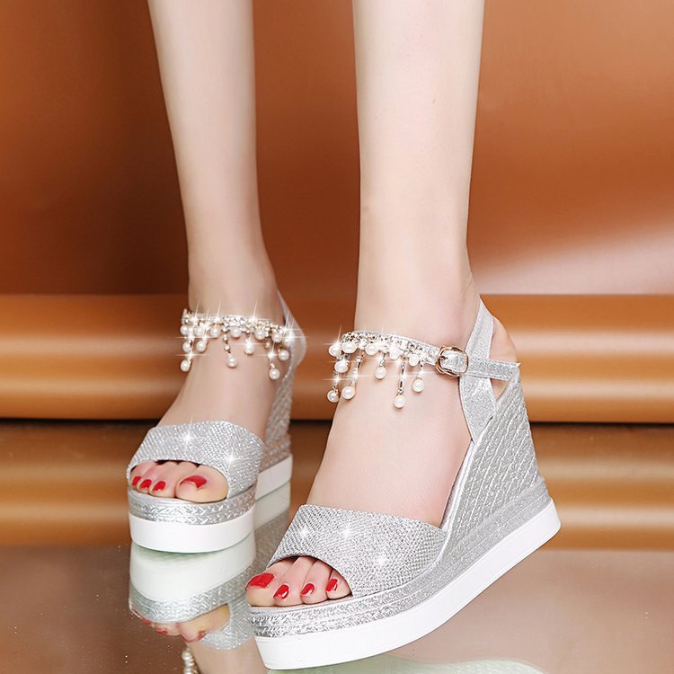 Sarah Express Beaded Platform Wedge Sandals