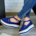Sarah Express Platform Buckle Cutout Fashion Sandals Blue