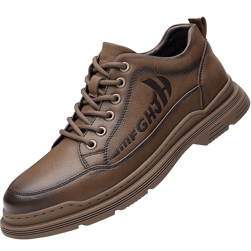 Sarah Express Men's Breathable Leather Business Platform Shoes