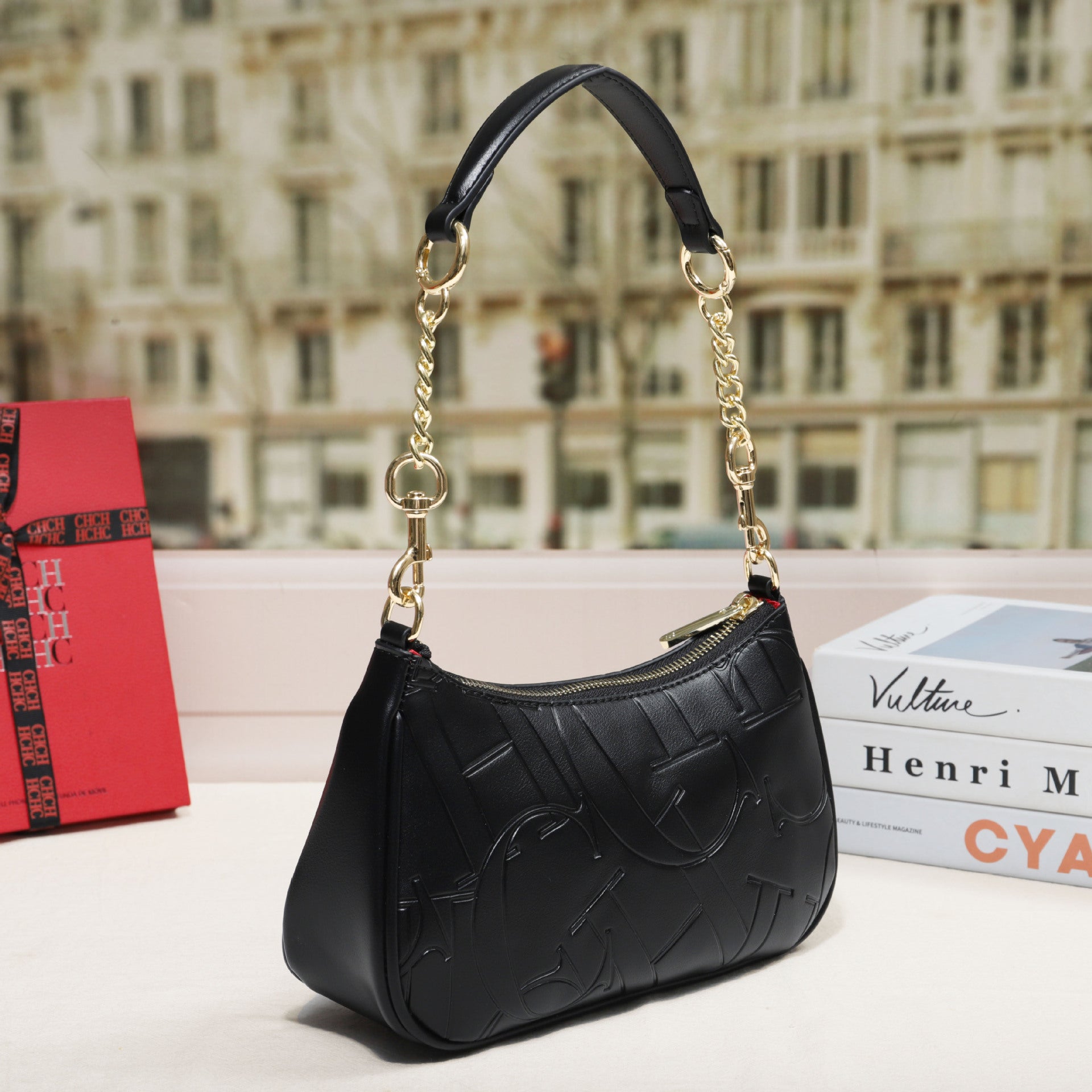 Sarah Express Embossed Letter Dumpling Crossbody Bag
