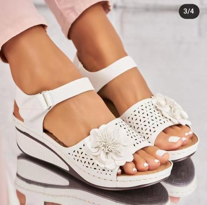 Sarah Express Floral Cutout Platform Wedge Sandals