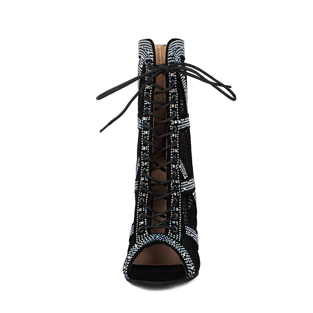Sarah Express Sparkling Rhinestone Mesh Dance High Heels
