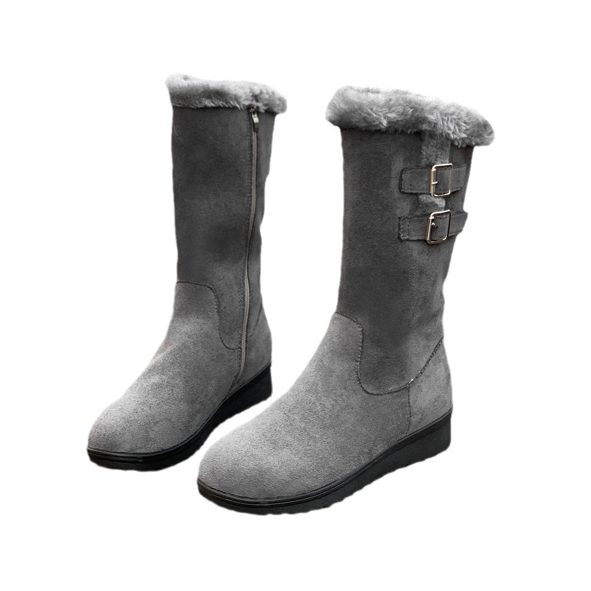Sarah Express Fleece Lined Mid Calf Wedge Boots