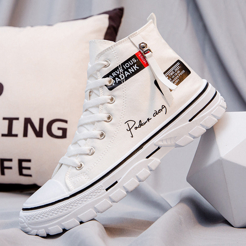 Sarah Express Graphic High-Top Canvas Sneakers White