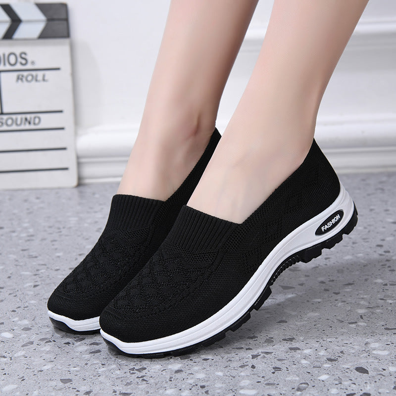 Sarah Express Flyknit Breathable Lightweight Walking Sneakers Black
