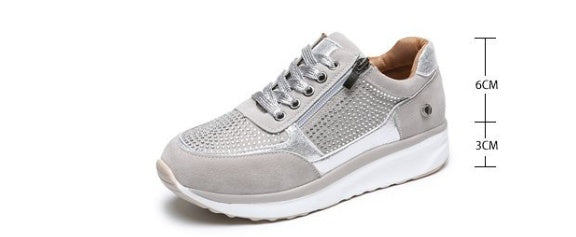 Sarah Express Women's Rhinestone Embellished Casual Platform Sneakers
