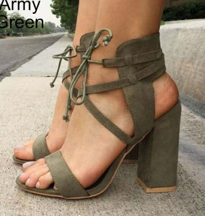Sarah Express Hollow Cutout Ankle Strap High Heels