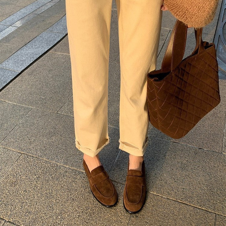 Sarah Express British Style Cowhide Platform Loafers