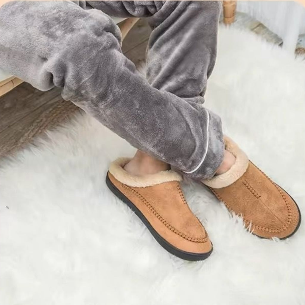 Sarah Express Men's Fur-Lined Non-Slip Indoor Slippers