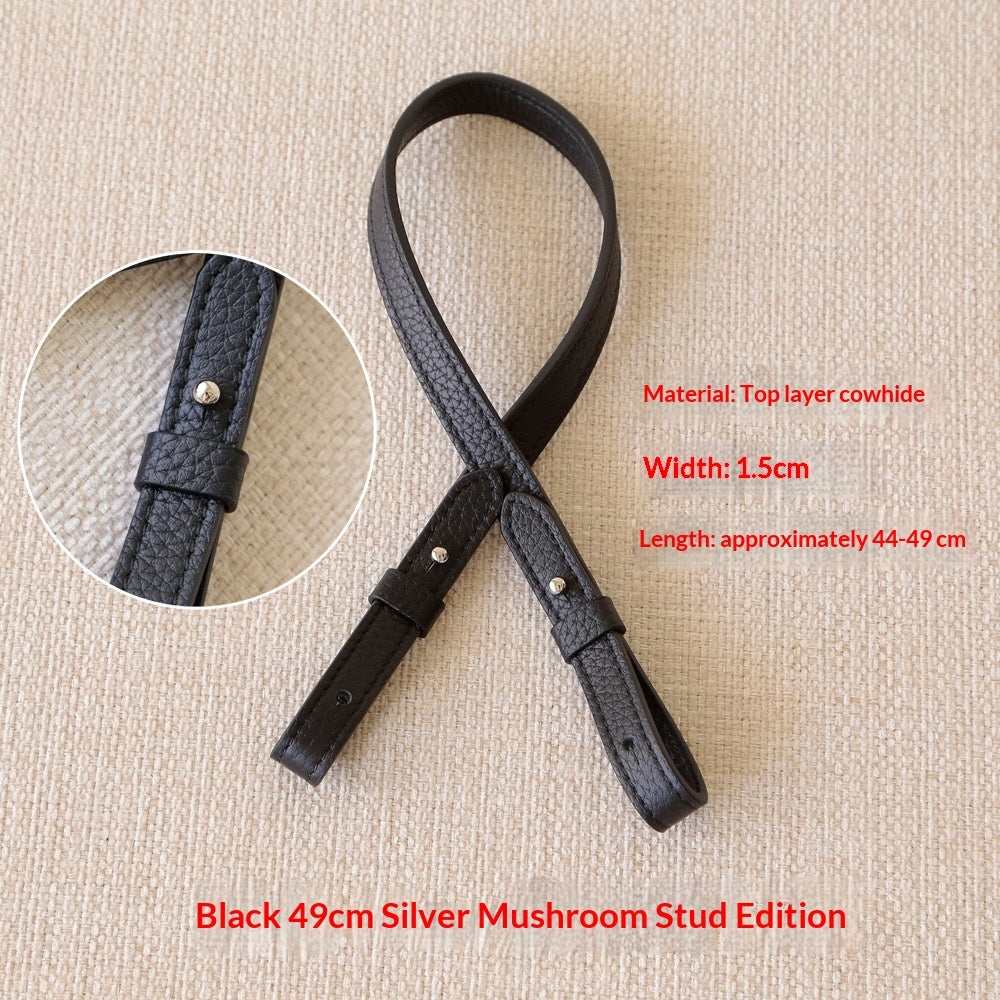 Sarah Express Genuine Leather Adjustable Spaghetti Bag Strap Black silver stud version
