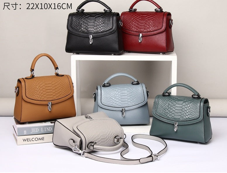Sarah Express Crocodile Print Leather Small Square Bag