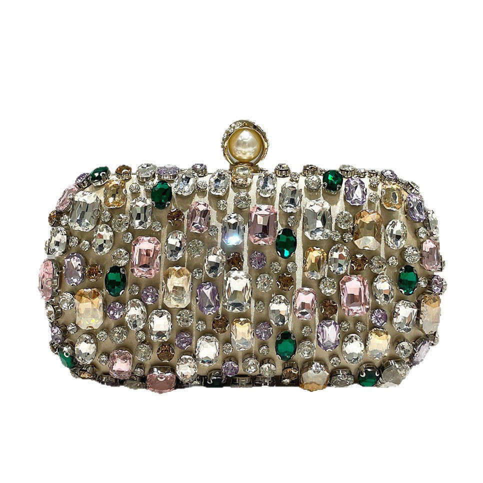 Sarah Express Gold Rhinestone Evening Clutch Chain Bag