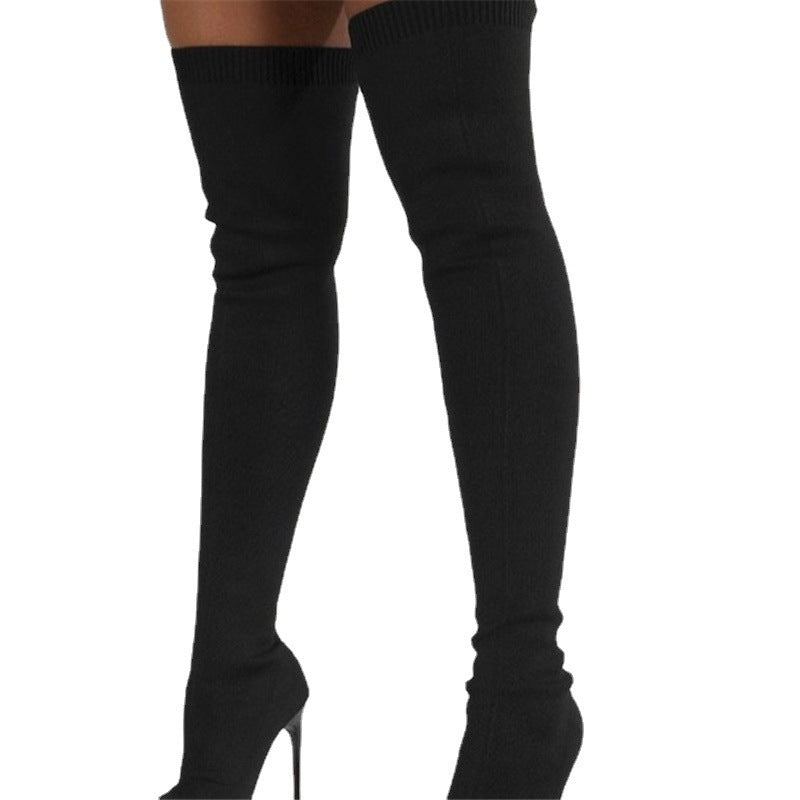 Sarah Express High-Heel Knit Over-the-Knee Boots